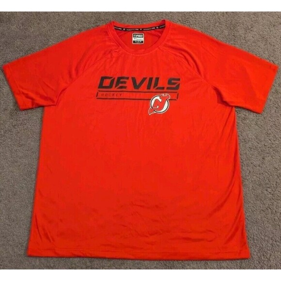 Fanatics NHL Authentic Pro New Jersey Devils Red Short Sleeve T-Shirt Men's 2XL - Picture 1 of 5